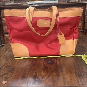 PSP Red and Tan Women's Tote Bag